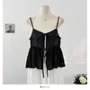 Camisole Estilosa de Renda com Cadarço 'Pure Desire' para Mulheres, Estilo Coreano Verão 2025, Blusa Solta Camada Tendência que Reduz a Idade