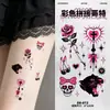Mini adesivos de tatuagem coloridos estilo patchwork gótico Y2K para mulheres, à prova d'água e duradouros, para braços, clavículas, peito e cintura, com um toque de alta qualidade