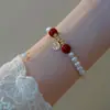 Pulsera personalizada dulce genial de Perla Artificial Barroca Amor, pulsera de etiqueta de la suerte de temperamento moderno, mano personalizada