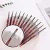 Set de pinceles para uñas, estilo tinta china color vino tinto, para dibujar líneas, crear patrones florales y mezclar colores; incluye pinceles de punta redonda, punta plana y punta cuadrada para la aplicación de esmalte en gel
