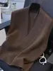 Colete Tricotado Cinza Gola V Colete Feminino Primavera e Outono Colete de Cintura Alta Empilhado Sem Mangas Colete Curto Top