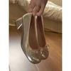 Zapatos Dulces Boca Baja Slip-on Zapatos Mary Jane Otoño 2024 Nuevo Estilo Francés plateado Puntera Redonda Elegante Lazo