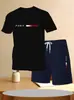 Camiseta de manga corta transfronteriza para hombre, nueva marca de moda, camisa corta con estampado de letras para verano 2025, atuendo casual holgado