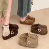2026 Sandalias Mules de Cuero Retro con Suela Gruesa de Algodón para Invierno, Forradas de Felpa, Calientes y Cómodas, para Mujer, de Exterior, sin Cierre