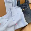 Cardigan Tricotado de Manga Longa com Gola Lapela e Listras Azuis Estilo Coreano Jaqueta Feminina Estilo Preguiçoso Top de Outono Inverno de Alta Qualidade