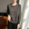 Suéter cárdigan de punto grueso 100% algodón puro transfronterizo, color sólido, cuello redondo, botones coloridos, chaqueta de punto para otoño e invierno 2026