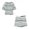 Comercio exterior transfronterizo europeo y americano ropa de mujer más vendida de verano top de manga corta de doble botonadura + pantalones cortos