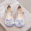Zapatos de Vestir Bajos con Cinta Mágica de Sirena, Moda Versátil con Pedrería para Niñas Estilo Coreano, Novedad Primavera 2026
