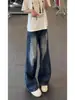 Jeans Azules de Trabajo Retro Americano para Hombre Verano Pantalones Bootcut Sueltos Estilo Bf Perezoso Pantalones de Pierna Ancha Scimitar
