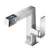 Uno por uno pantalla digital inteligente gris plomo mueble de baño extraíble grifo de lavabo grifo giratorio ajustable para agua fría y caliente