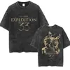 Camiseta Lavada Retro 33 Expacim 33 de Juego Claire Obscur para Hombres y Mujeres Casual Algodón Oversize de Alta Calidad