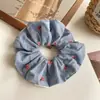 Goma para el pelo bordada con flor estilo coreano, de tela nueva, para niñas, adecuada para coletas bajas y moños, banda elástica para el pelo