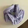 Goma para el pelo de punto a rayas estilo francés con bordes rizados, Scrunchie estilo perezoso para moño bajo