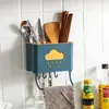 Soporte para Palillos de Hogar Caja de Almacenamiento para Vajilla Soporte para Cuchillos Cocina Multifuncional Jaula para Palillos Estante de Secado Montado en la Pared