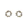 Pendientes de Plata de Ley 925 con Aguja para Mujer Zirconia Ramas y Hojas Corona Pequeña Moda Simple Elegante Planta Pequeña Flor Pendientes Japoneses y Coreanos