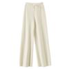 Calças de Lã Pura 100% Pernas Largas Femininas Alta Elasticidade Novo Cintura Alta Casual Calças Caídas Slim-fit Soltas Calças de Tricô Calças