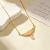 Collar Chapado en Oro Cobre Incrustado con Circonita Cúbica Doble Anillo Incrustado con Diamante Cadena para Clavícula de Lujo Ligero para Mujer Diseño de Nicho Ins Simple Temperamento Joyería de Plata