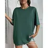 Camiseta básica lisa de poliéster de manga corta y cuello redondo para hombre y mujer, estilo pareja, top casual, especial transfronterizo