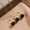 Moda Cruzada Europeia e Americana High-End Luxo Brincos de Pérola Sintética Doce Simples Casual Colar de Clavícula Conjunto para Festa