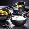 Vajilla de Estilo Japonés Comercial Tazón de Arroz Exhibición de Barbacoa Tazón Redondo Tazón para Comer en Casa Casa de Huéspedes Tazón de Arroz Retro Transfronterizo