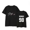 [Camiseta de Algodão Tamanho Europeu] Roupas Stray Kids Estilo Coreano Caimento Solto Casal Estudante Verão Novo Camiseta de Manga Curta Preto e Branco Gola Redonda