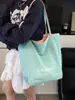 Bolsa de Lona Listrada 2024 Novo Estilo Coreano Ins Tote Casual Bolsa de Ombro Grande Capacidade Bolsa Tote Sacola de Compras