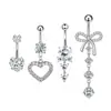 Set de Cuatro Piezas de Anillo para Ombligo Incrustado con Circonita Transfronterizo, Joyería Sexy para Piercing de Ombligo, Anillos para Ombligo Estilo Europeo y Americano, Tachuelas para Ombligo, Accesorios para Piercings