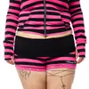 Conjunto de moletom com capuz e calça listrados retrô transfronteiriço para mulheres, apresentando um design estilo INS com cintura baixa e pernas levemente flare, perfeito para um look Y2K moderno