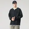 Camiseta de Manga Larga Falsa de Dos Piezas Estilo Primavera y Otoño para Hombre 2026 Nueva Marca de Tendencia Estilo Americano Camisa Henley Cuello V Camiseta Base Sudadera Venta al por Mayor