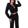 Moletom Cardigan Europeu e Americano de Moda Transfronteiriça Y2K com Strass Curto com Capuz Calça Jogger Slim de Cintura Alta Hoodie Ins