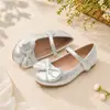 Sapatos Mary Jane Dourados e Prateados para Meninas para Apresentações de Palco e Ocasiões Formais, Sapatos Individuais Brilhantes com Laço 3D para Meninas
