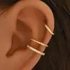 Pendientes para Mujer de Estilo Japonés y Coreano Transfronterizos, Nuevo Estilo Geométrico, Diseño de Circonita, Sin Pasador para la Oreja, Pinzas Versátiles y de Alta Gama para el Cartílago de la Oreja