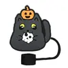 Tapa Antipolvo para Popote de PVC de Calabaza y Calavera de Halloween Gato Negro Bruja Fantasma Cubierta para Popote Accesorios para Vaso de Agua DIY