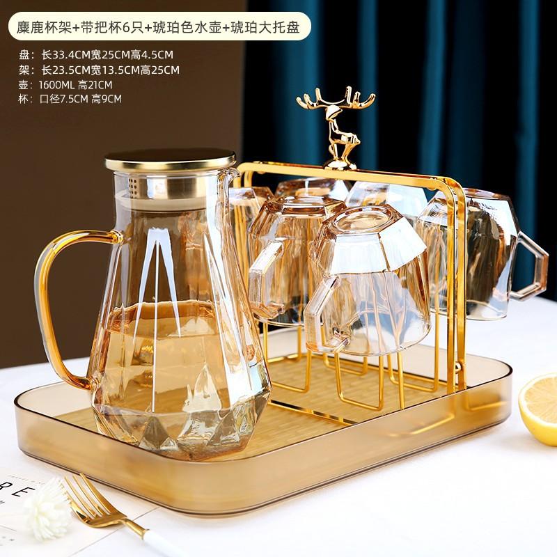 琥珀色盘+架+杯+壶