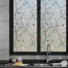 Película Transparente Electrostática sin Pegamento Anti-Miradas Vidrio Nuevo Estilo Pegatina de Vidrio Bloqueo de Luz Estilo Europeo Jardín Campestre Sala de Estar Patrón Floral