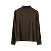 [Oufan] Camisa Básica de Cuello Alto Medio de Color Puro Versátil Clásica para Mujer Estilo Interior Otoño e Invierno 2025 Top 8191