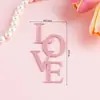 520 Decoración para Pastel del Día de San Valentín Acrílico Topper Estilo Ballet Cinta de Moño Topper de Confesión de Pareja