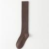 Meias de Cashmere Listradas Verticais Outono e Inverno Femininas Meias Felpudas Cor Maillard Quentes Resistentes ao Frio Emagrecedoras Meias de Cano Alto Femininas