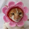 Colar Anti-Lambida de Girassol Crocheado Puramente à Mão para Animais de Estimação, Protetor de Cabeça para Gatinhos e Filhotes, Cachecol Criativo para Pescoço, Produto Acabado, Atacado
