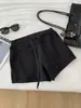 Pantalones Cortos Casuales de Hielo y Seda Estilo Deportivo Serie Lu para Mujer, Versión Coreana de Verano, Adelgazantes Versátiles de Pierna Ancha Línea A con Cordón de Modal