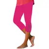 Amazon Transfronteiriça 2025 Novas Calças Leggings Elásticas Patchwork de Renda Vazadas Curtas Calças Casuais Slim Femininas