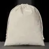 Bolsa de Algodão Grossa com Cordão na Cor Natural, Pode Ser Impressa com Logo, Bolsa 100% Algodão para Armazenamento de Joias e Saquinho para Presentes