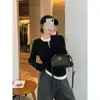 Suéter de Punto Falso de Dos Piezas con Bloques de Color para Mujer, Estilo Casual Primavera y Otoño/Invierno, Capa Interior para Ir al Trabajo, Top Base con Media Cremallera