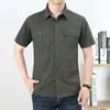 Camisa de Manga Curta Verão 2026 Masculina Tamanho Grande Roupa de Trabalho Militar Casual Solta para Uso Externo Top Fino Masculino