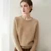 Suéter gola redonda ombro raglã 100% cashmere outono e inverno para mulheres, pulôver solto e casual, suéter base espesso e quente