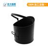 Cubo de ceniza portátil, accesorios para chimenea, herramientas de hierro para chimenea, cubo de carbón negro de zinc y hierro, cubo de carbón