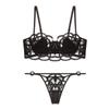 Lencería Sexy de Estilo Francés para Mujer, Sujetador de Encaje Fino Transparente Transpirable, Minimiza Busto Grande, Recoge Senos Laterales, Set de Sujetador