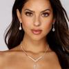 Collar de diamantes de imitación transfronterizos europeos y americanos, colgante personalizado en forma de V, pendientes de gota de agua, joyería de boda, traje, collar de mujer 06