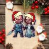 Película de Terror Pareja de Terror Asesino en Serie Muñeco y Su Novia Acrílico Plano Colgante Navideño para Coche