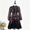Vestido de dos piezas retro francés marca Z con cuello mao estampado de una sola fila de botones, exquisito vestido de principios de verano, efecto adelgazante